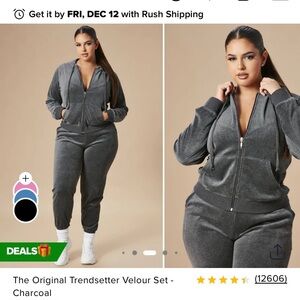 New ‘The Original Trendsetter Velour Set’- Charcoal